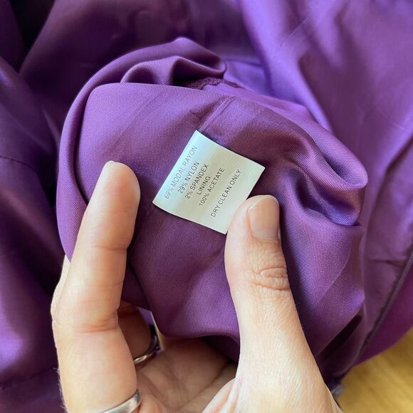 NWT Trina Turk Purple Beaded Floral Embellished Sheath Dress MSRP $268 Size 6 - Picture 7 of 8